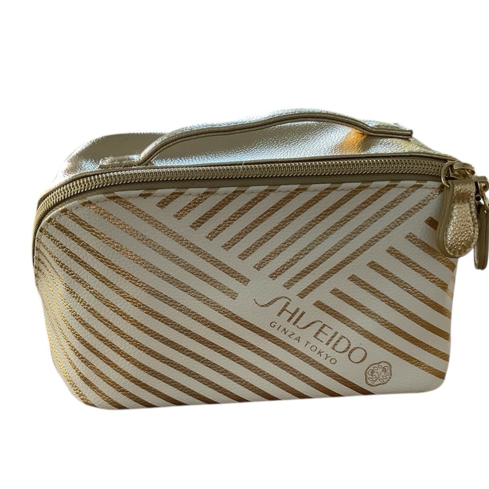 Shiseido Gold and white Women's  Makeup Bag